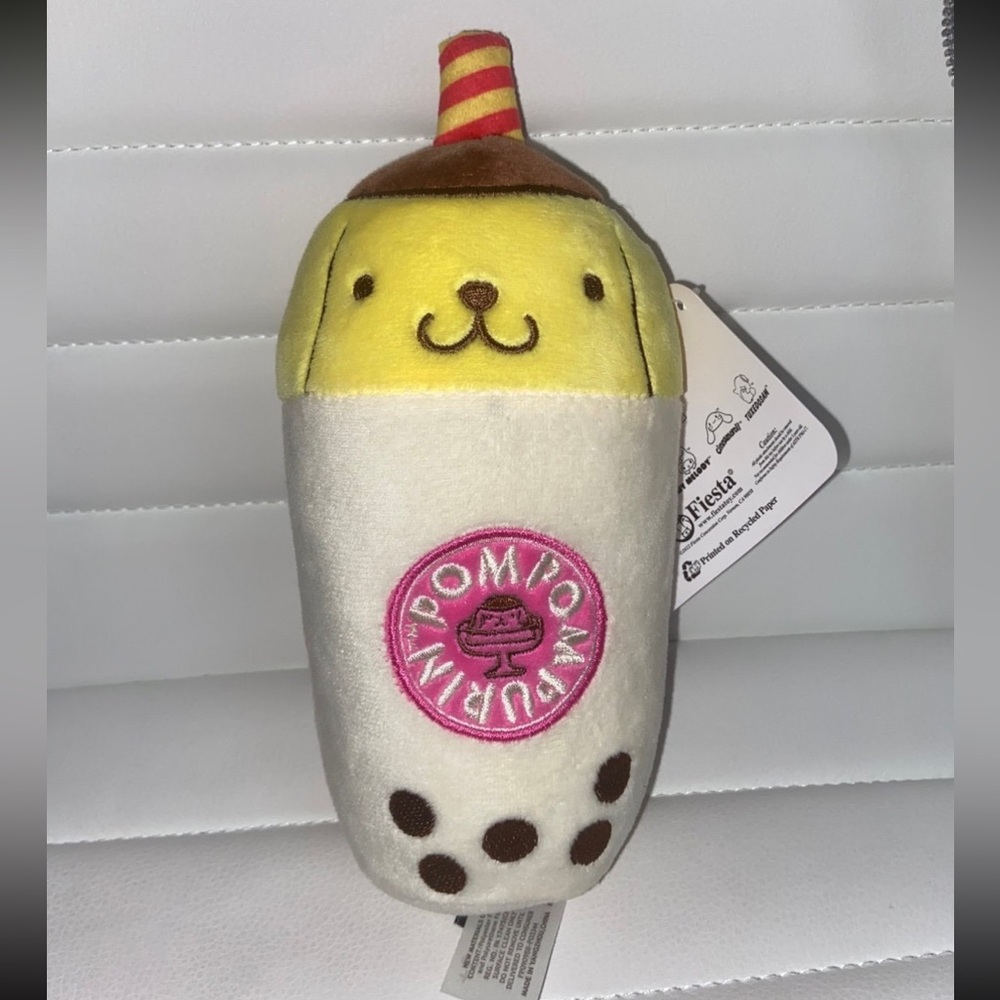 Sanrio Hello Kitty Pompompurin Boba Tea Plush 8 Inches Fiesta New with Tag